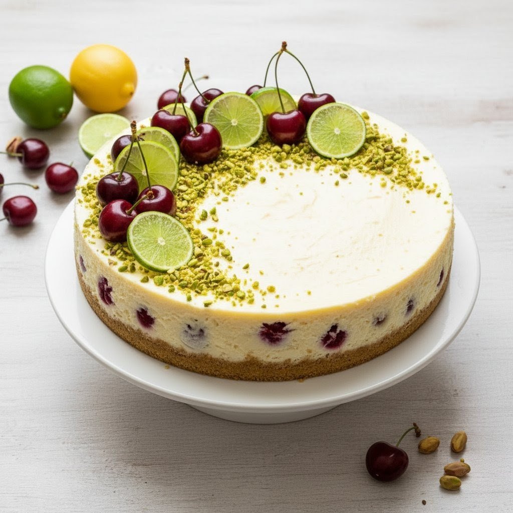 Lemon Lime Cherry Pistachio Cheesecake Recipe